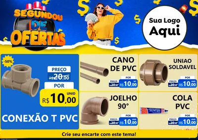 Modelo de Encarte para Encarte A4 Horizontal com o tema Segundou de Ofertas para Tubos e conexões