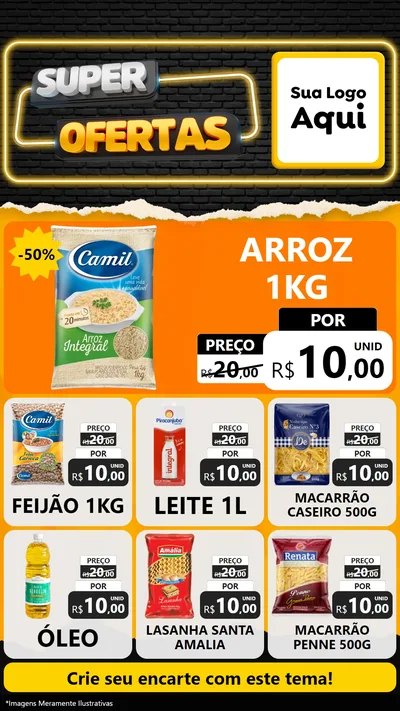 Modelo de Rede Social para Stories com o tema Super Ofertas para Supermercado