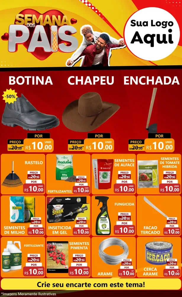 Modelo de Encarte para Encarte Grande com o tema Semana Dos Pais para Agropecuária