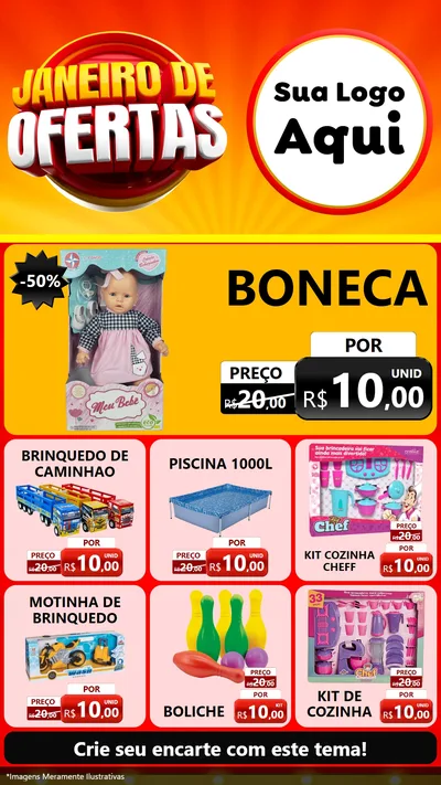 Modelo de Rede Social para Stories com o tema Janeiro de Ofertas para Brinquedos