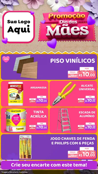 Modelo de TV para TV Vertical com o tema Promoção Dia das Mães para Material para Construção