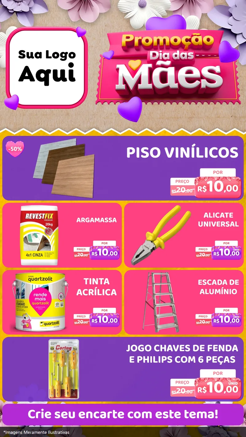 Modelo de TV para TV Vertical com o tema Promoção Dia das Mães para Material para Construção