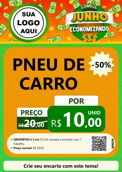 Modelo de Cartaz para Cartaz A4 Vertical com o tema Comece Junho Economizando para Auto peças