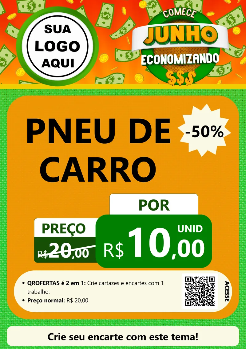 Modelo de Cartaz para Cartaz A4 Vertical com o tema Comece Junho Economizando para Auto peças