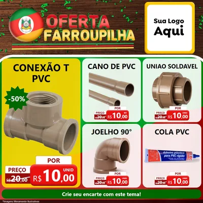 Modelo de Rede Social para Feed Facebook com o tema Oferta Farroupilha para Tubos e conexões