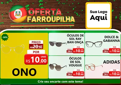 Modelo de Encarte para Encarte A4 Horizontal com o tema Oferta Farroupilha para Óticas
