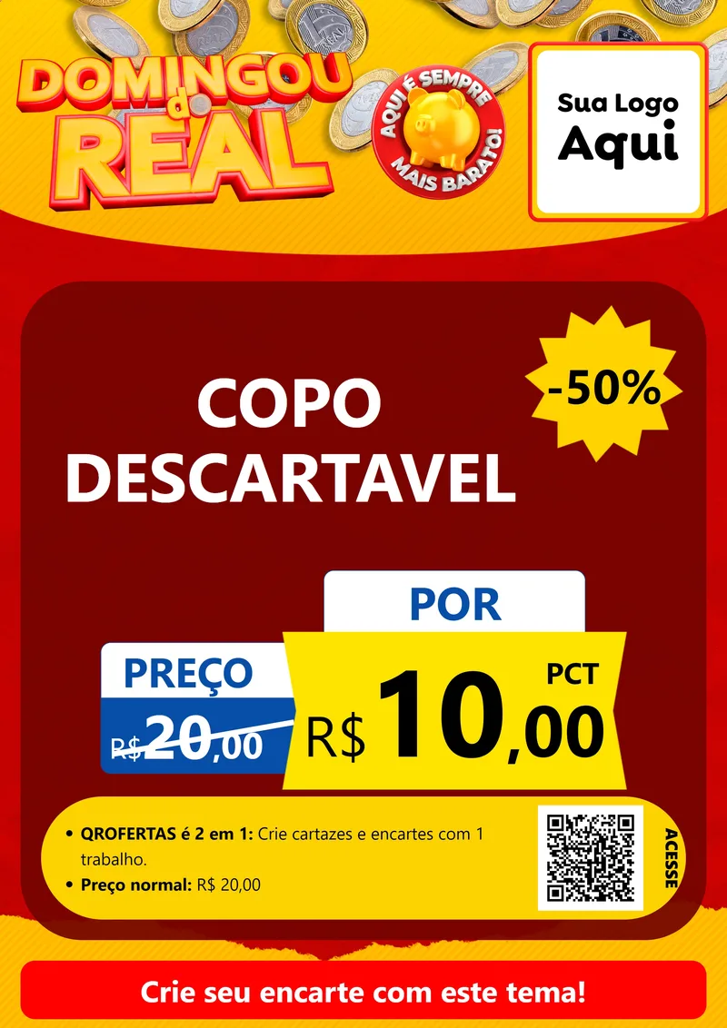 Modelo de Cartaz para Cartaz A4 Vertical com o tema Domingou do Real para Embalagens