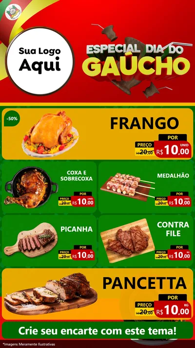 Modelo de TV para TV Vertical com o tema Especial Dia do Gaúcho para Assados