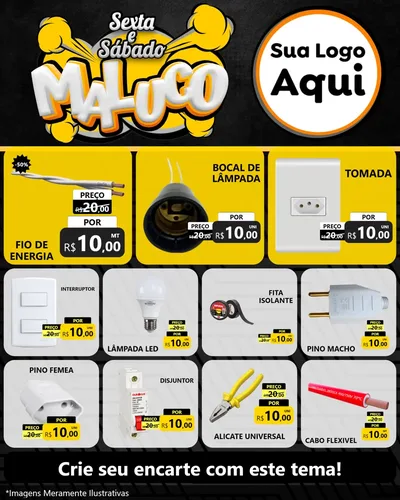 Modelo de Rede Social para Feed Instagram com o tema Sexta e Sábado Maluco para Materiais Elétricos