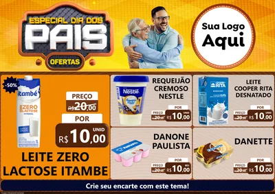 Modelo de Encarte para Encarte A4 Horizontal com o tema Especial Dia dos Pais para Frios e Laticínios