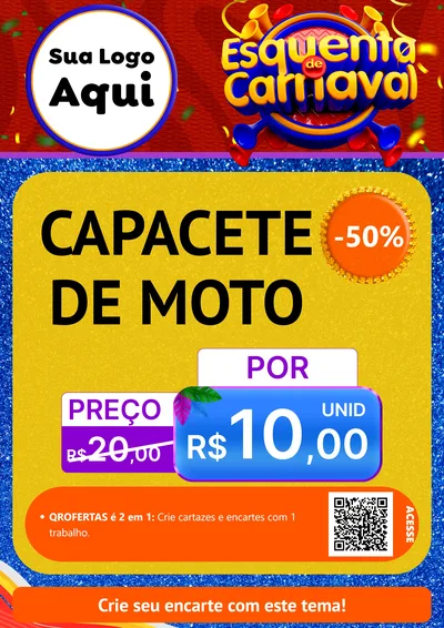 Modelo de Cartaz para Cartaz A4 Vertical com o tema Esquenta de Carnaval para Moto peças