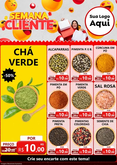 Modelo de Encarte para Encarte A4 Vertical com o tema Semana do Cliente para Produtos Naturais