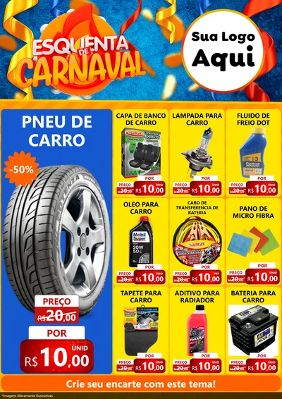 Modelo de Encarte para Encarte A4 Vertical com o tema Esquenta de Carnaval para Auto peças