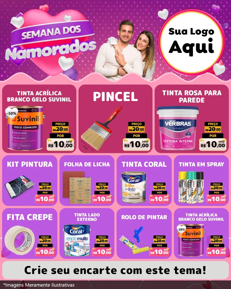 Modelo de Rede Social para Feed Instagram com o tema Semana dos Namorados para Tintas e Ferramentas