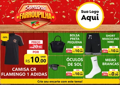 Modelo de Encarte para Encarte A4 Horizontal com o tema Semana Farroupilha para Roupas e acessórios