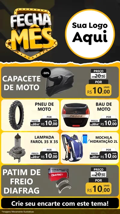 Modelo de TV para TV Vertical com o tema Fecha Mês para Moto peças