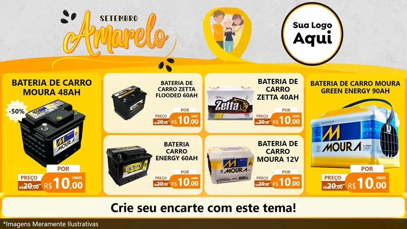 Modelo de TV para TV Horizontal com o tema Setembro Amarelo para Baterias Elétricas