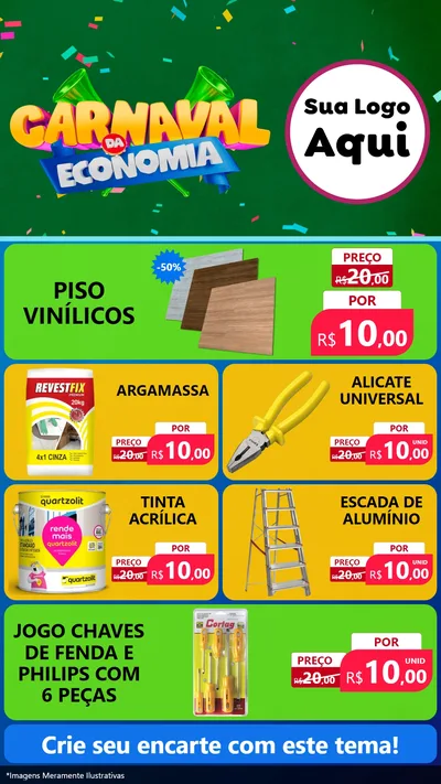 Modelo de TV para TV Vertical com o tema Carnaval da Economia para Material para Construção