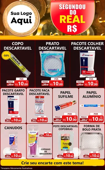Modelo de Encarte para Encarte Grande com o tema Segundou do Real para Embalagens