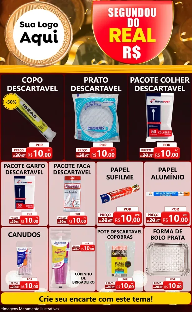 Modelo de Encarte para Encarte Grande com o tema Segundou do Real para Embalagens