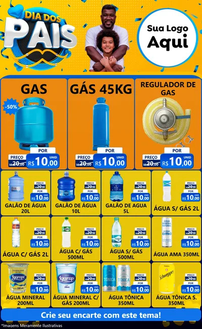 Modelo de Encarte para Encarte Grande com o tema Dia dos Pais para Água e gás