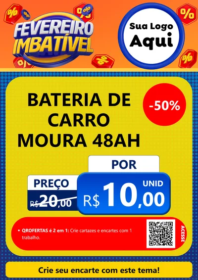 Modelo de Cartaz para Cartaz A4 Vertical com o tema Fevereiro Imbatível para Baterias Elétricas