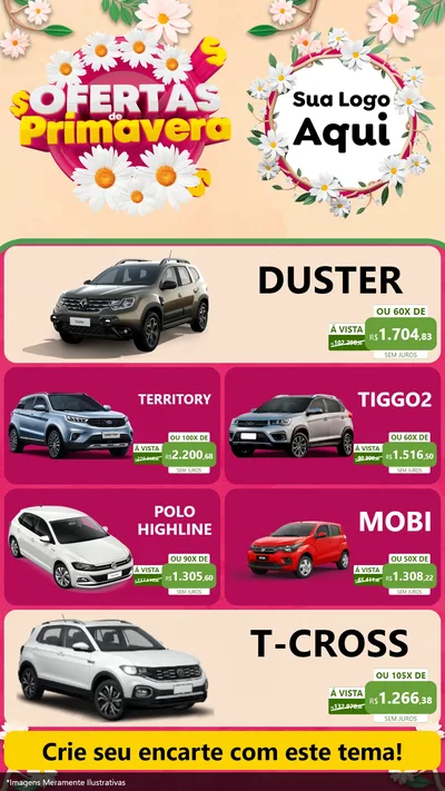 Modelo de TV para TV Vertical com o tema Ofertas de Primavera para Concessionaria de Carros