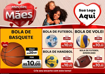 Modelo de Encarte para Encarte A4 Horizontal com o tema Mês das Mães para Artigos Esportivos