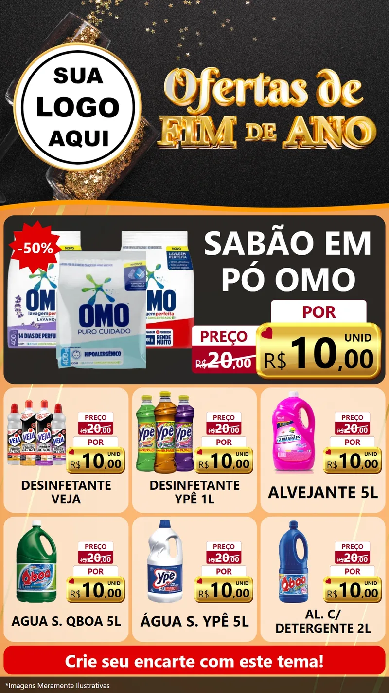 Modelo de Rede Social para Stories com o tema Ofertas de Fim de Ano para Produtos de Limpeza