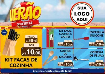 Modelo de Encarte para Encarte A4 Horizontal com o tema Verão de Ofertas para Utilidades Domésticas