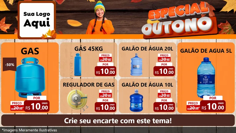 Modelo de TV para TV Horizontal com o tema Especial Outono para Água e gás