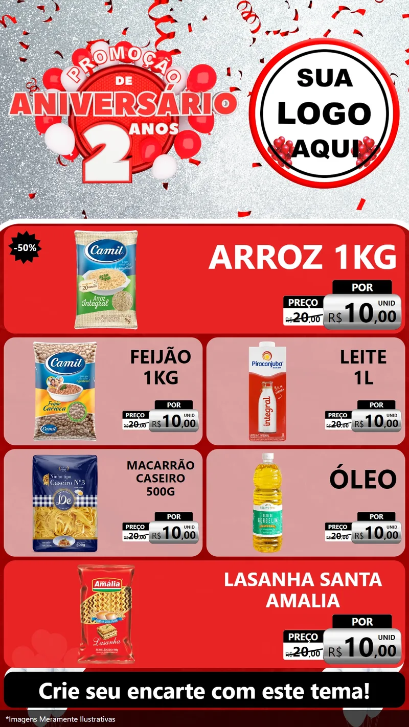 Modelo de TV para TV Vertical com o tema Promoção de Aniversário - 2 Anos para Supermercado