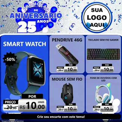 Modelo de Rede Social para Feed Facebook com o tema Promoção de Aniversário - 25 Anos para Informática