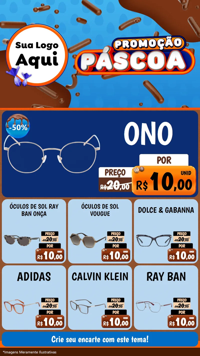 Modelo de Rede Social para Stories com o tema Promoção Páscoa para Óticas