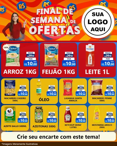 Modelo de Rede Social para Feed Instagram com o tema Final de Semana de Ofertas para Supermercado