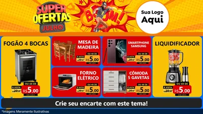 Modelo de TV para TV Horizontal com o tema Super Ofertas Julho para Móveis e Eletro