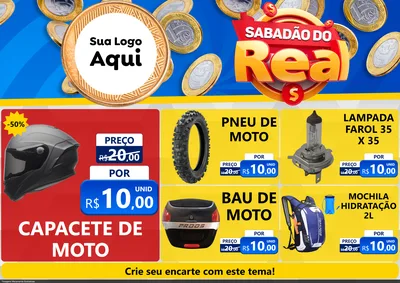 Modelo de Encarte para Encarte A4 Horizontal com o tema Sabadão do Real para Moto peças