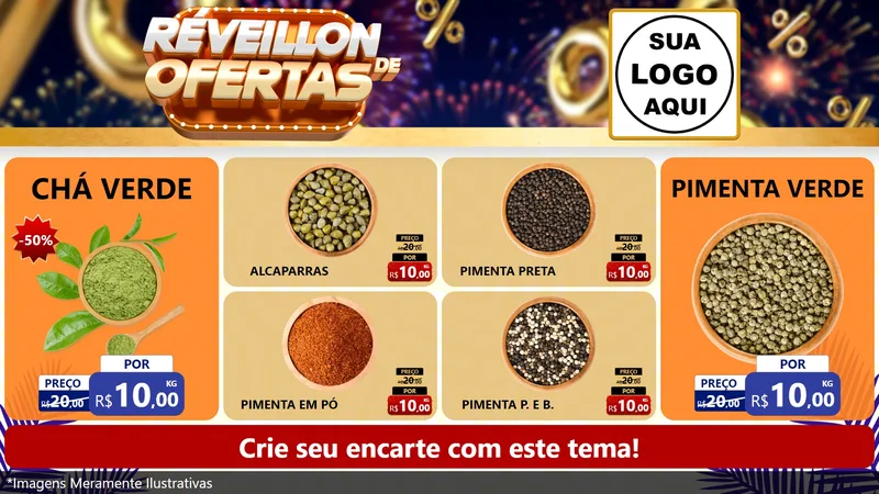 Modelo de TV para TV Horizontal com o tema Réveillon de Ofertas para Produtos Naturais