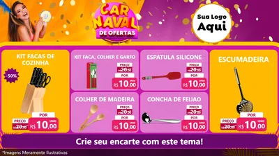 Modelo de TV para TV Horizontal com o tema Carnaval de Ofertas para Utilidades Domésticas