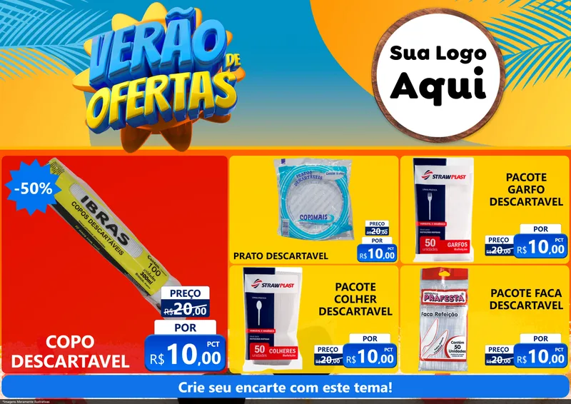 Modelo de Encarte para Encarte A4 Horizontal com o tema Verão de Ofertas para Embalagens