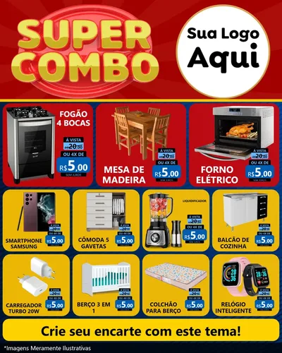 Modelo de Rede Social para Feed Instagram com o tema Super Combo para Móveis e Eletro