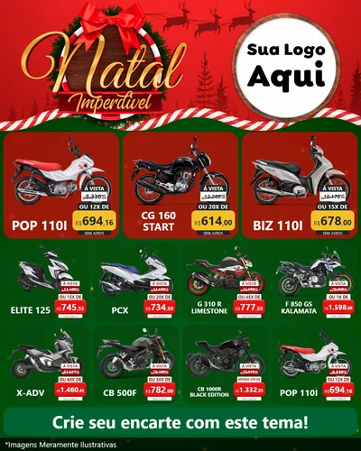 Modelo de Rede Social para Feed Instagram com o tema Natal Imperdível para Concessionaria de Motos