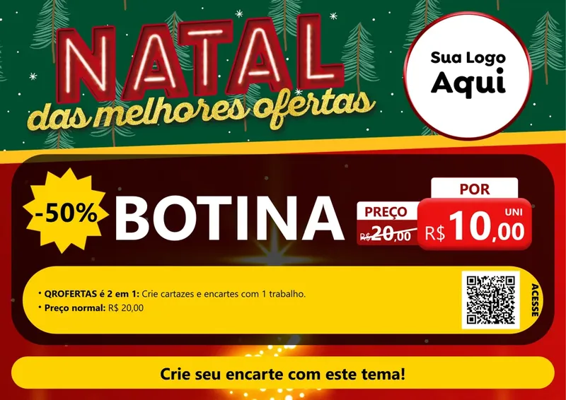 Modelo de Cartaz para Cartaz A4 Horizontal com o tema Natal das Melhores Ofertas para Agropecuária