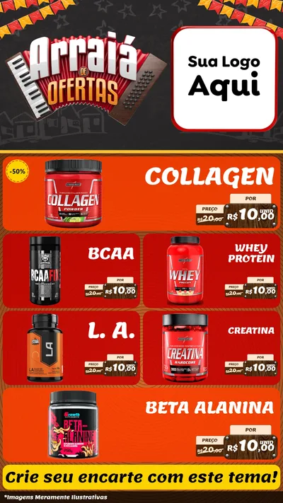 Modelo de TV para TV Vertical com o tema Arraiá de Ofertas - Junina para Suplementos alimentares