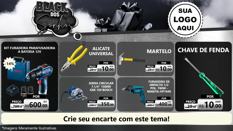 Modelo de TV para TV Horizontal com o tema Black dos Sonhos para Maquinas e Ferramentas