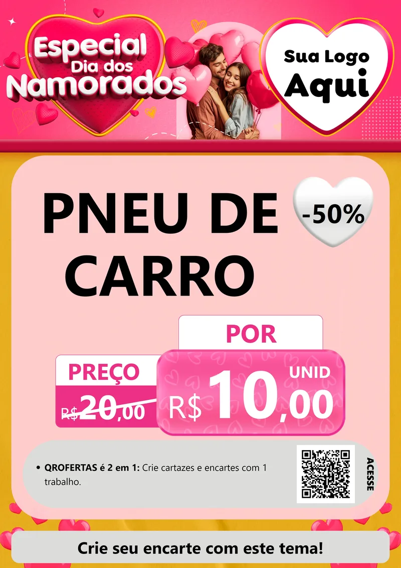 Modelo de Cartaz para Cartaz A4 Vertical com o tema Especial Dia dos Namorados para Auto peças