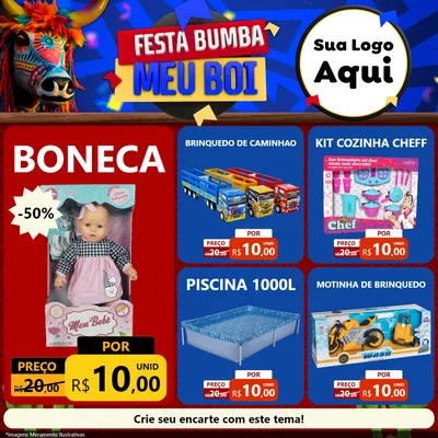 Modelo de Rede Social para Feed Facebook com o tema Festa Bumba meu Boi para Brinquedos