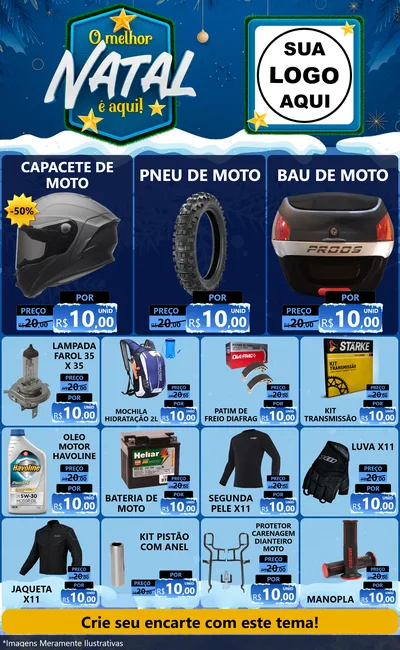 Modelo de Encarte para Encarte Grande com o tema O Melhor Natal É Aqui! para Moto peças