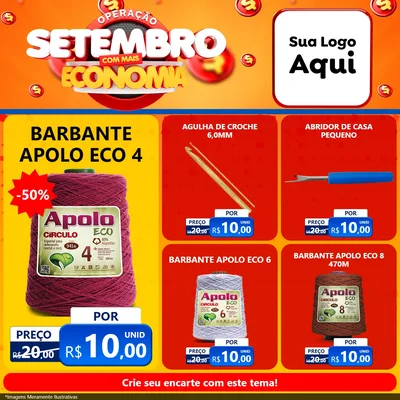 Modelo de Rede Social para Feed Facebook com o tema Operação Setembro Com Muita Economia para Armarinho e Aviamentos
