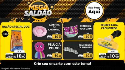 Modelo de TV para TV Horizontal com o tema Mega Saldão para Pet Shop